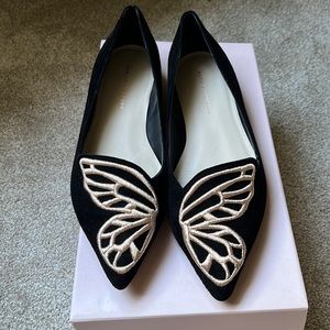 Sophia Webster BiBi butterfly flats -black rose gold